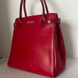 AUTHENTIC/VINTAGE SANYO SHOKAI BURBERRY LEATHER SHOULDER TOTE BAG.